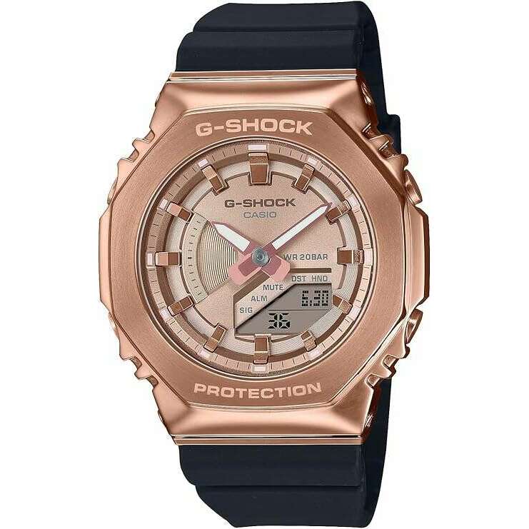 ROOK JAPAN:CASIO G-SHOCK MID-SIZE MODEL METAL COVERED BLACK & PINK GOLD LADIES WATCH GM-S2100PG-1A4JF,JDM Watch,Casio G-Shock