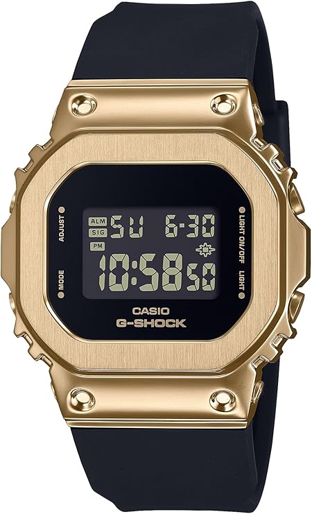 CASIO G-SHOCK MID-SIZE MODEL METAL COVERED DIGITAL BLACK & GOLD LADIES WATCH GM-S5600UGB-1JF