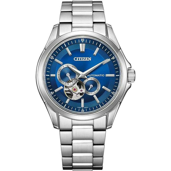 CITIZEN COLLECTION MECHANICAL AUTOMATIC OPEN HEART SILVER & BLUE MEN WATCH  NP1010-78L