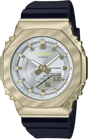 CASIO G-SHOCK BLACK & LIGHT YELLOW GOLD ANALOG DIGITAL LADIES WATCH GM-S2100BC-1AJF