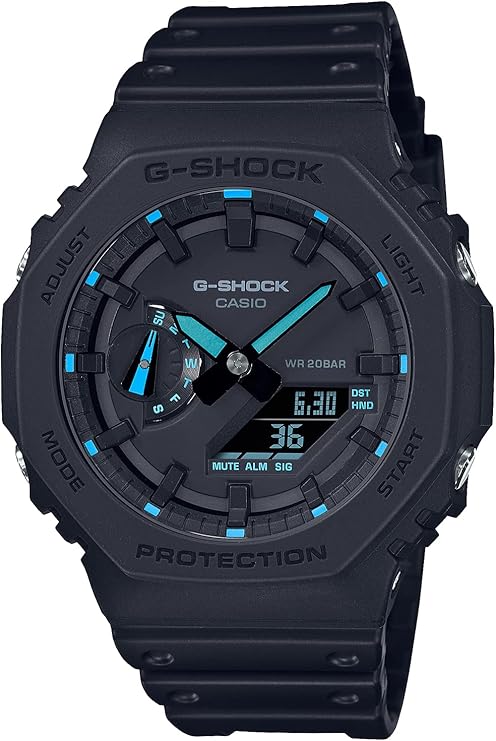 CASIO G-SHOCK NEON ACCENT SERIES ANALOG DIGITAL BLACK & BLUE MEN WATCH GA-2100-1A2JF