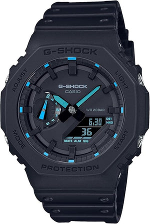 CASIO G-SHOCK NEON ACCENT SERIES ANALOG DIGITAL BLACK & BLUE MEN WATCH GA-2100-1A2JF