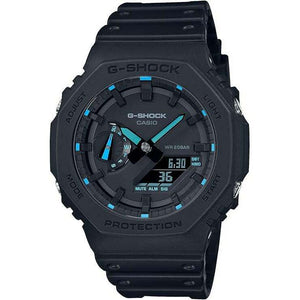 ROOK JAPAN:CASIO G-SHOCK NEON ACCENT SERIES ANALOG DIGITAL BLACK & BLUE MEN WATCH GA-2100-1A2JF,JDM Watch,Casio G-Shock