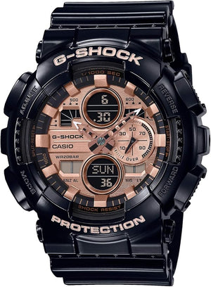 CASIO G-SHOCK GARISH COLOR SERIES BLACK & PINK GOLD MEN WATCH GA-140GB-1A2JF