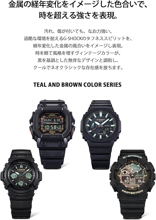 CASIO G-SHOCK TEAL AND BROWN COLOR SERIES ANALOG DIGITAL BLACK MEN WATCH GA-2100RC-1AJF