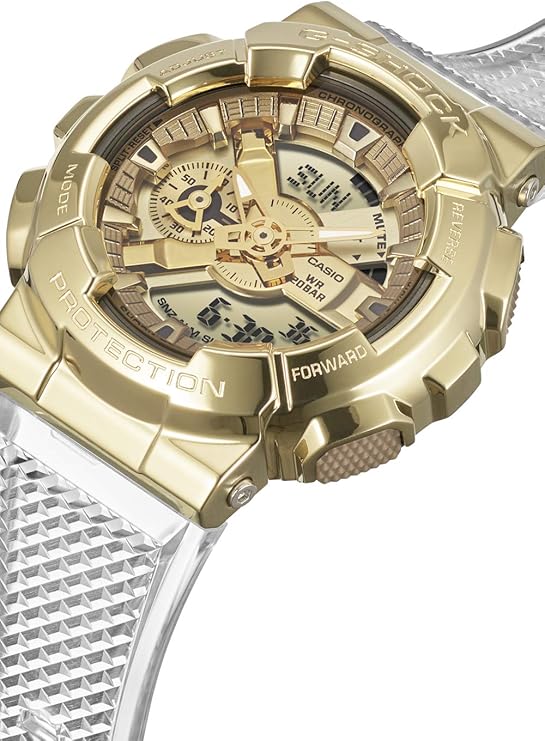 CASIO G-SHOCK METAL COVERED CLEAR & GOLD ANALOG DIGITAL MEN WATCH GM-110SG-9AJF