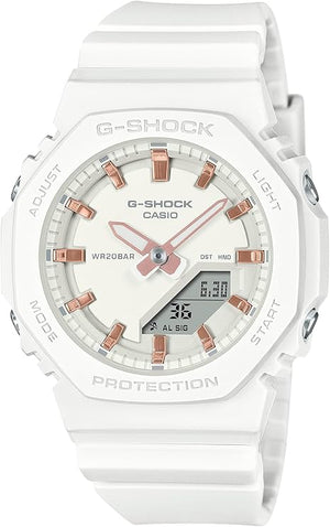 CASIO G-SHOCK WHITE & PINK GOLD ANALOG DIGITAL LADIES WATCH GMA-P2100M-7AJF