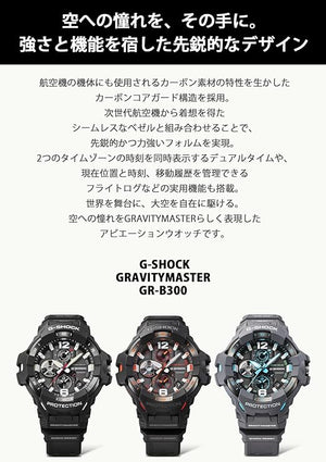 CASIO G-SHOCK GRAVITYMASTER BLUETOOTH SOLAR ANALOG GREY & BLUE MEN WATCH GR-B300-8A2JF