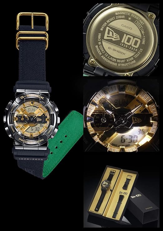 CASIO G-SHOCK NEW ERA 100TH ANNIVERSARY COLLAB BLACK & GOLD MEN WATCH GM-110NE-1AJR