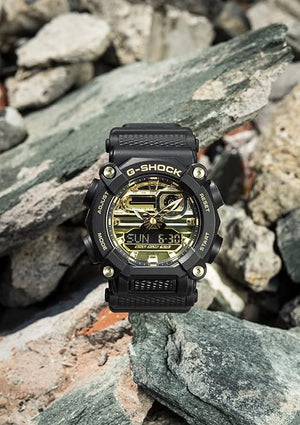 CASIO G-SHOCK DAY-DATE BLACK & GOLD ANALOG DIGITAL MEN WATCH GA-900AG-1AJF