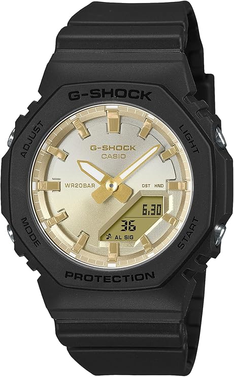 CASIO G-SHOCK ANALOG DIGITAL BLACK & GOLD LADIES WATCH GMA-P2100SG-1AJF