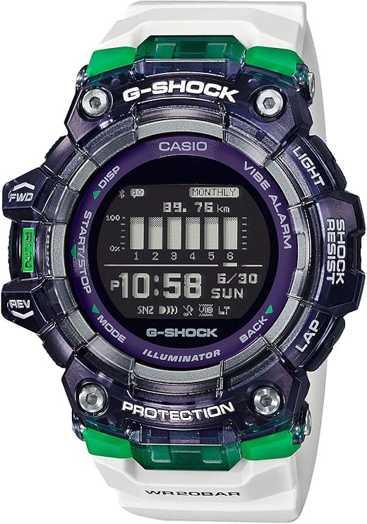 CASIO G-SHOCK G-SQUAD BLUETOOTH WHITE & GREEN DIGITAL MEN WATCH GBD-100SM-1A7JF