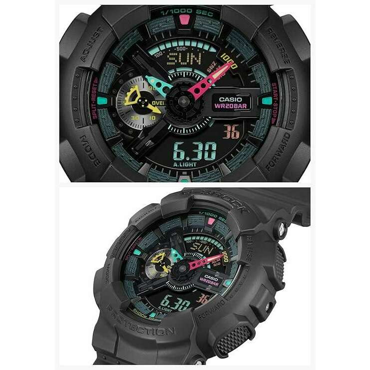 ROOK JAPAN:CASIO G-SHOCK MULTI FLUORESCENT COLOR SERIES DAY-DATE BLACK MEN WATCH GA-110MF-1AJF,JDM Watch,Casio G-Shock