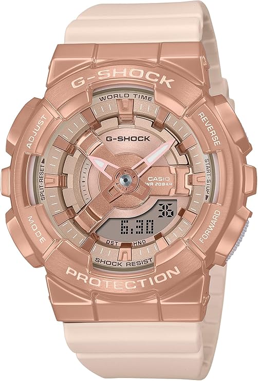 CASIO G-SHOCK MID-SIZE MODEL METAL COVERED PINK BEIGE & GOLD LADIES WATCH GM-S110PG-4AJF