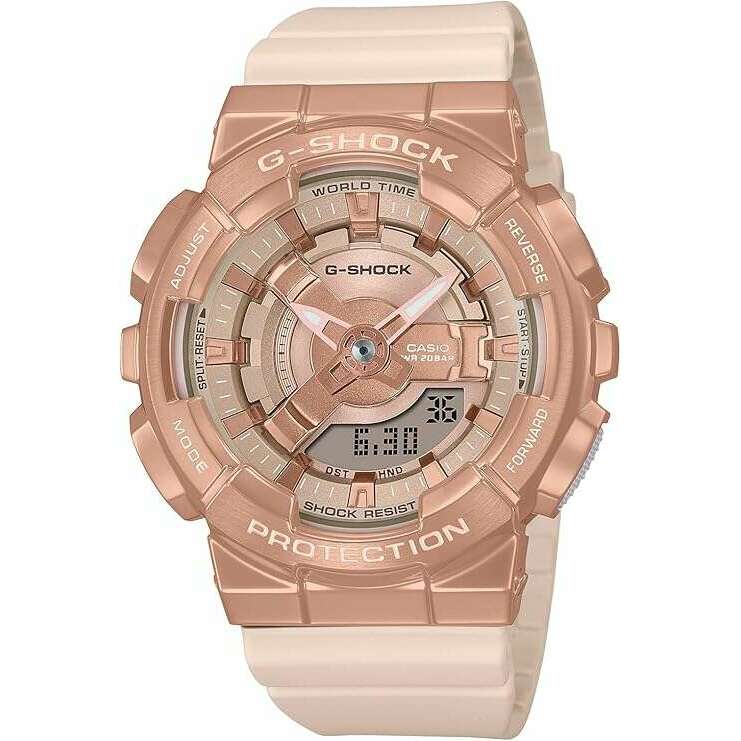 ROOK JAPAN:CASIO G-SHOCK MID-SIZE MODEL METAL COVERED PINK BEIGE & GOLD LADIES WATCH GM-S110PG-4AJF,JDM Watch,Casio G-Shock