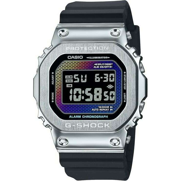 ROOK JAPAN:CASIO G-SHOCK METAL COVERED BLACK STRAP DIGITAL MULTICOLOR DIAL MEN WATCH GM-5600RW-1JF,JDM Watch,Casio G-Shock