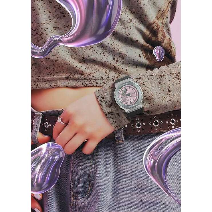 ROOK JAPAN:CASIO G-SHOCK METAL COVERED ANALOG DIGITAL BLACK & PINK LADIES WATCH GM-S2110-4AJF,JDM Watch,Casio G-Shock