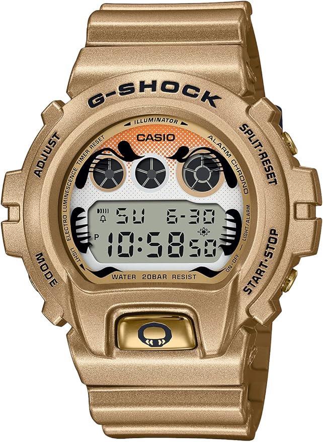 CASIO G-SHOCK BLACK EYE PATCH DARUMA DESIGN DIGITAL GOLD MEN WATCH DW-6900GDA-9JR