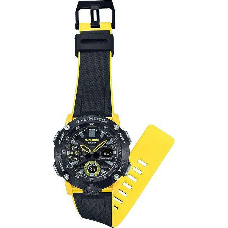 ROOK JAPAN:CASIO G-SHOCK CARBON CORE GUARD RUBBER STRAP BLACK & YELLOW MEN WATCH GA-2000-1A9JF,JDM Watch,Casio G-Shock