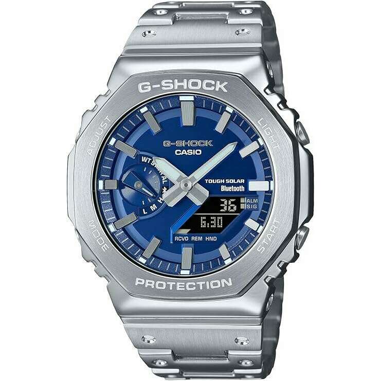 ROOK JAPAN:CASIO G-SHOCK BLUETOOTH FULL METAL SOLAR SILVER & BLUE MEN WATCH GM-B2100AD-2AJF,JDM Watch,Casio G-Shock