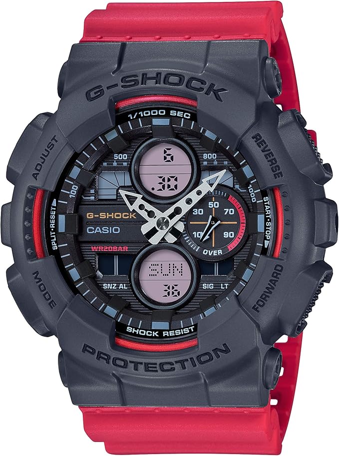 CASIO G-SHOCK DAY-DATE RED & BLACK ANALOG DIGITAL MEN WATCH GA-140-4AJF