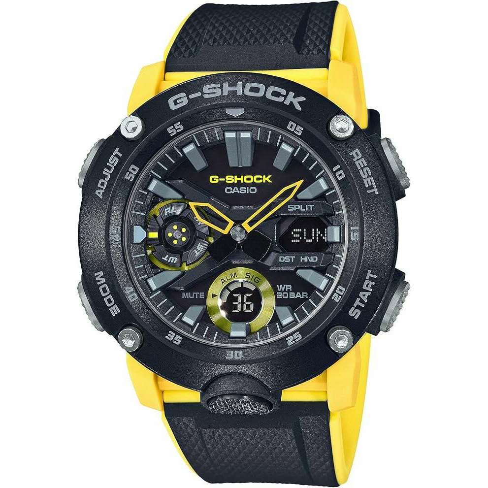 ROOK JAPAN:CASIO G-SHOCK CARBON CORE GUARD RUBBER STRAP BLACK & YELLOW MEN WATCH GA-2000-1A9JF,JDM Watch,Casio G-Shock