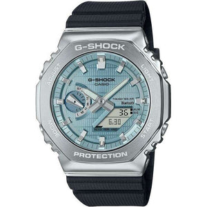 ROOK JAPAN:CASIO G-SHOCK METAL COVERED BLUETOOTH SOLAR SILVER & BLUE DIAL MEN WATCH GBM-2100A-1A2JF,JDM Watch,Casio G-Shock