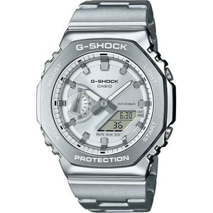 ROOK JAPAN:CASIO G-SHOCK DAY-DATE METAL BEZEL & STRAP ANALOG DIGITAL DIAL SILVER MEN WATCH GM-2110D-7AJF,JDM Watch,Casio G-Shock