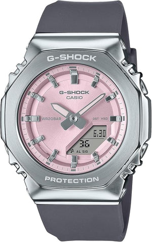 CASIO G-SHOCK METAL COVERED ANALOG DIGITAL BLACK & PINK LADIES WATCH GM-S2110-4AJF