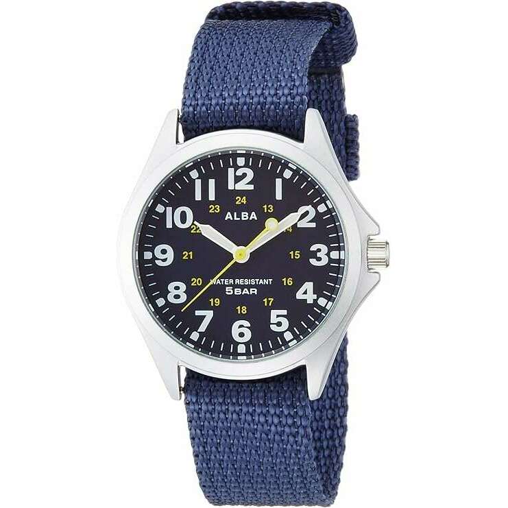 ROOK JAPAN:ALBA QUARTZ BLUE NYLON STRAP BLACK DIAL MEN WATCH AQPK402,Fashion Watch,ALBA