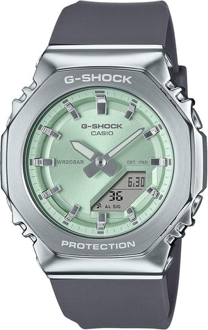 CASIO G-SHOCK METAL COVERED ANALOG DIGITAL BLACK & GREEN LADIES WATCH GM-S2110-3AJF