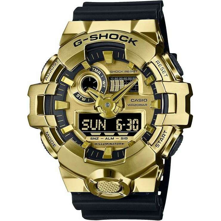 ROOK JAPAN:CASIO G-SHOCK METAL COVERED DAY-DATE BLACK & GOLD MEN WATCH GM-700G-9AJF,JDM Watch,Casio G-Shock