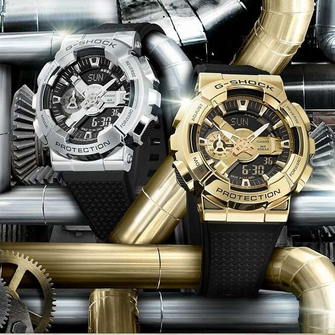 ROOK JAPAN:CASIO G-SHOCK METAL COVERED ANALOG DIGITAL BLACK & GOLD MEN WATCH GM-110G-1A9JF,JDM Watch,Casio G-Shock