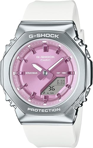 CASIO G-SHOCK METAL COVERED ANALOG DIGITAL WHITE & PURPLE LADIES WATCH GM-S2110-7A6JF