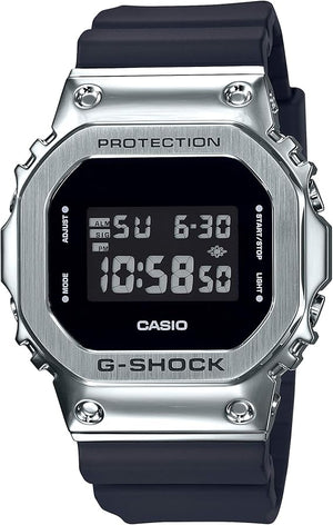 CASIO G-SHOCK METAL COVERED BLACK & SILVER DIGITAL MEN WATCH GM-5600-1JF