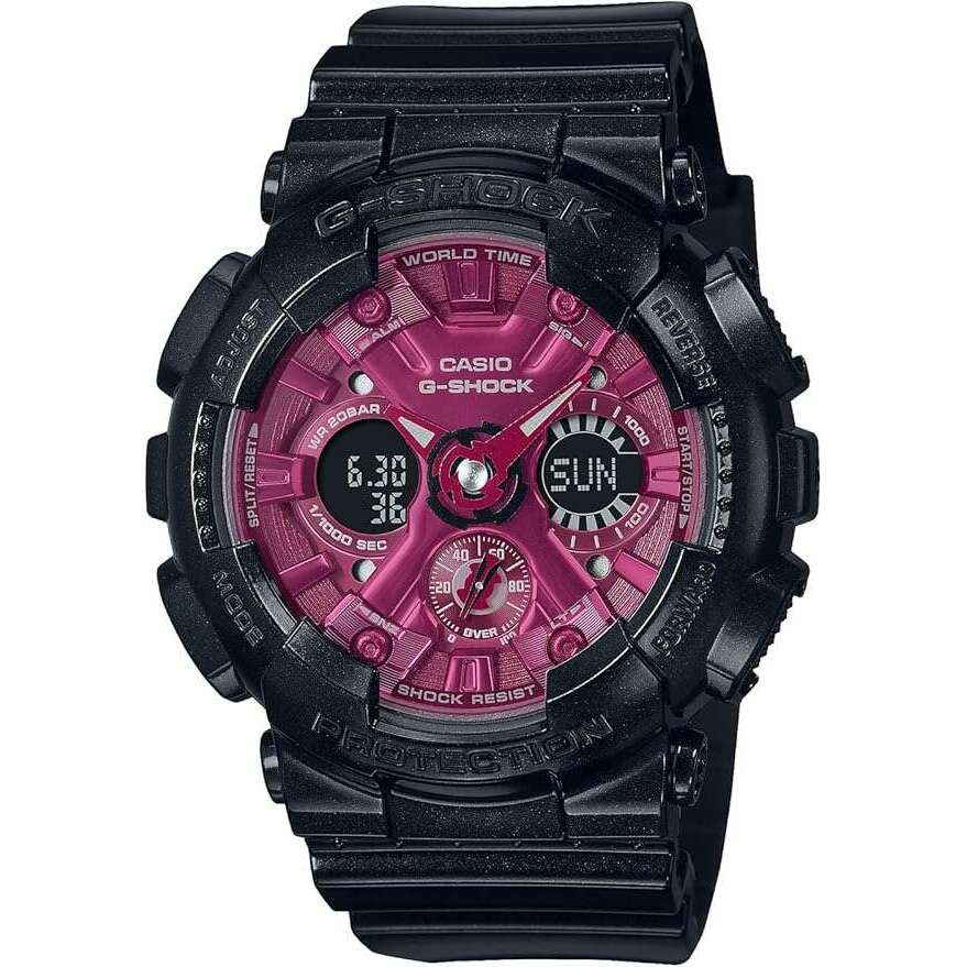 ROOK JAPAN:CASIO G-SHOCK MID-SIZE MODEL BLACK & RED ANALOG DIGITAL LADIES WATCH GMA-S120RB-1AJF,JDM Watch,Casio G-Shock