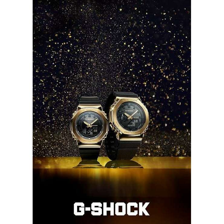 ROOK JAPAN:CASIO G-SHOCK MID-SIZE MODEL METAL COVERED BLACK & GOLD UNISEX WATCH GM-S2100GB-1AJF,JDM Watch,Casio G-Shock