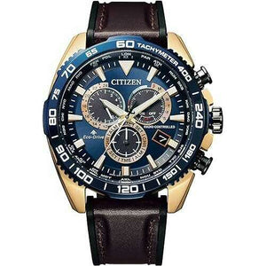 ROOK JAPAN:CITIZEN PROMASTER ANALOG CHRONOGRAPH RADIO BROWN STRAP BLUE DIAL MEN WATCH CB5039-11L,JDM Watch,Citizen Promaster