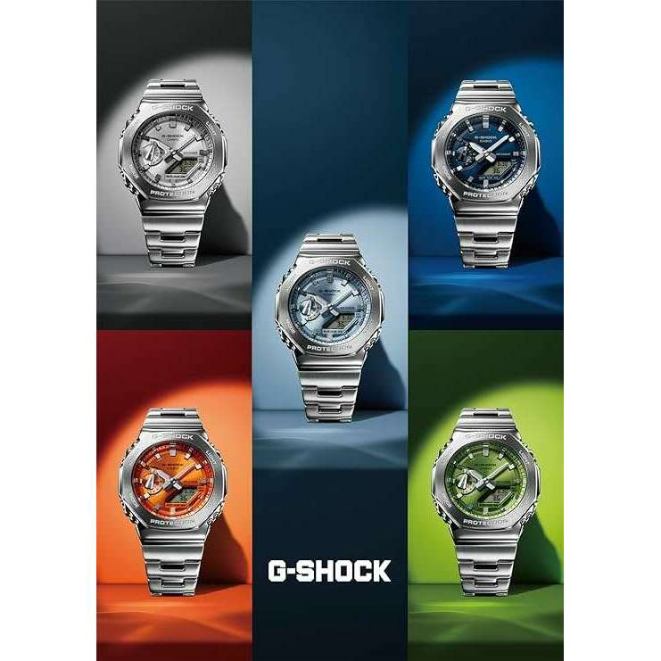 ROOK JAPAN:CASIO G-SHOCK DAY-DATE METAL BEZEL & STRAP ANALOG DIGITAL DIAL SILVER MEN WATCH GM-2110D-7AJF,JDM Watch,Casio G-Shock