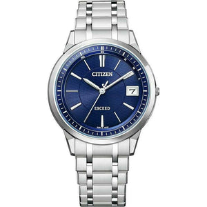 ROOK JAPAN:CITIZEN EXCEED ECO-DRIVE RADIO CONTROLLED ELEGANT THIN MODEL SILVER & BLUE MEN WATCH AS7150-51L,JDM Watch,Citizen Exceed