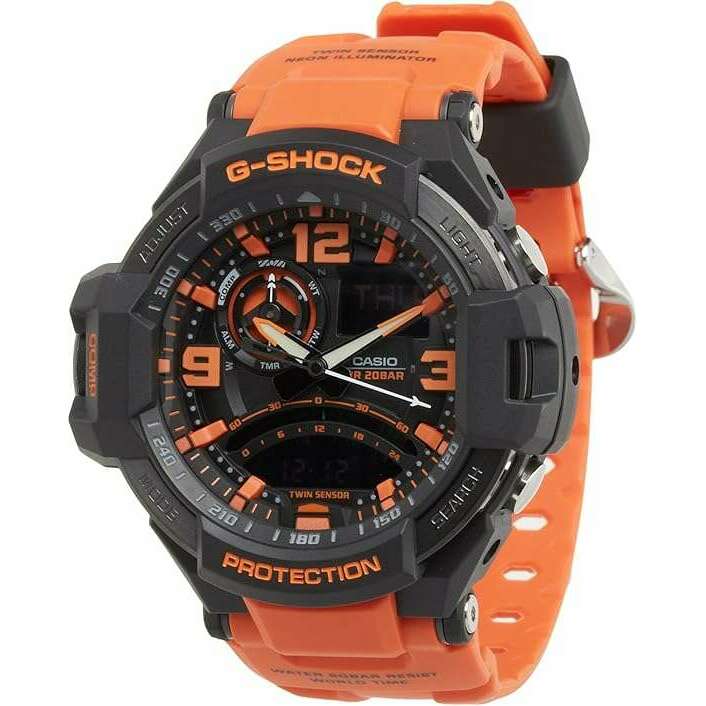 ROOK JAPAN:CASIO G-SHOCK SKY COCKPIT ANALOG DIGITAL ORANGE & BLACK MEN WATCH GA-1000-4A,JDM Watch,Casio G-Shock