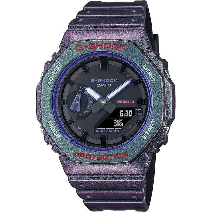 ROOK JAPAN:CASIO G-SHOCK BLUETOOTH ANALOG DIGITAL DIAL PURPLE & GREEN MEN WATCH GA-2100AH-6AJF,JDM Watch,Casio G-Shock