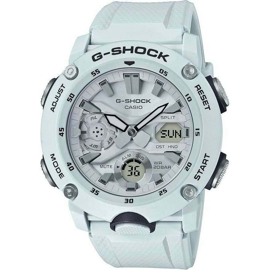 ROOK JAPAN:CASIO G-SHOCK CARBON CORE GUARD RUBBER STRAP ALL WHITE MEN WATCH GA-2000S-7AJF,JDM Watch,Casio G-Shock