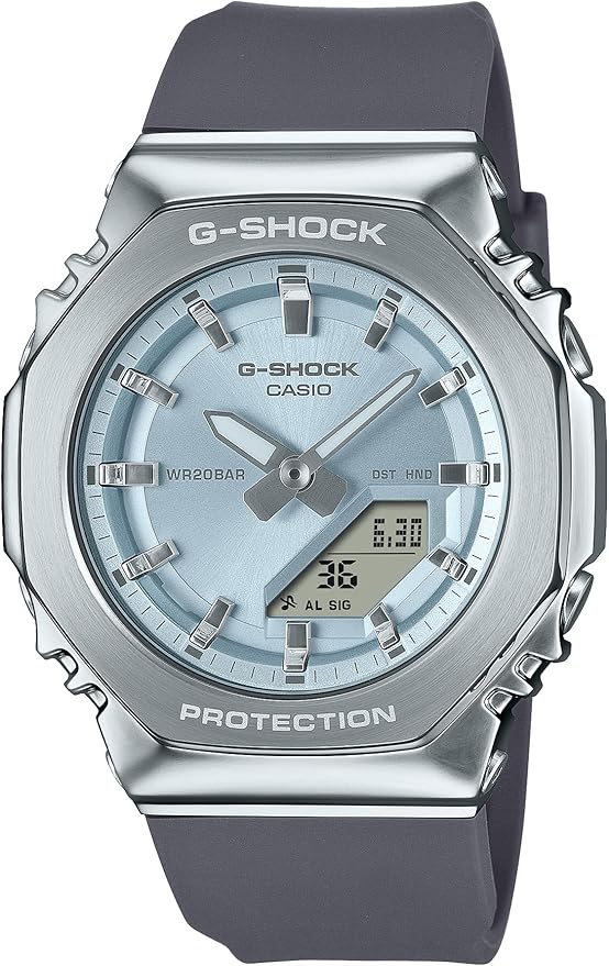 CASIO G-SHOCK METAL COVERED ANALOG DIGITAL BLACK & BLUE LADIES WATCH GM-S2110-2AJF