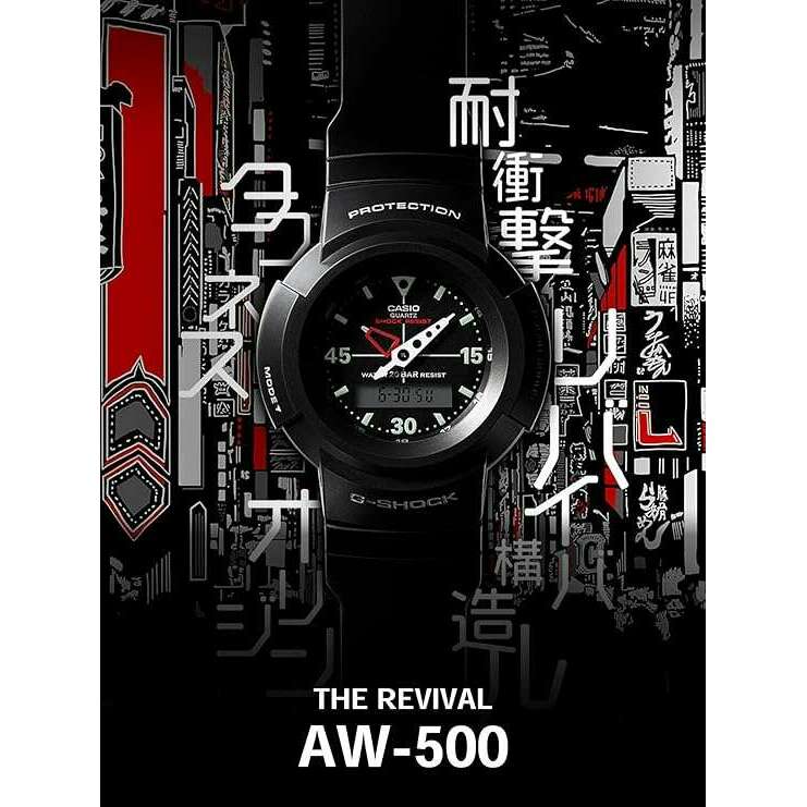 ROOK JAPAN:CASIO G-SHOCK ANALOG DIGITAL ROUND DIAL BLACK MEN WATCH AW-500E-1EJF,JDM Watch,Casio G-Shock