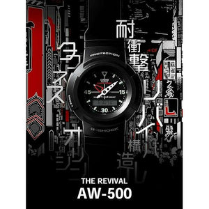 ROOK JAPAN:CASIO G-SHOCK ANALOG DIGITAL ROUND DIAL BLACK MEN WATCH AW-500E-1EJF,JDM Watch,Casio G-Shock