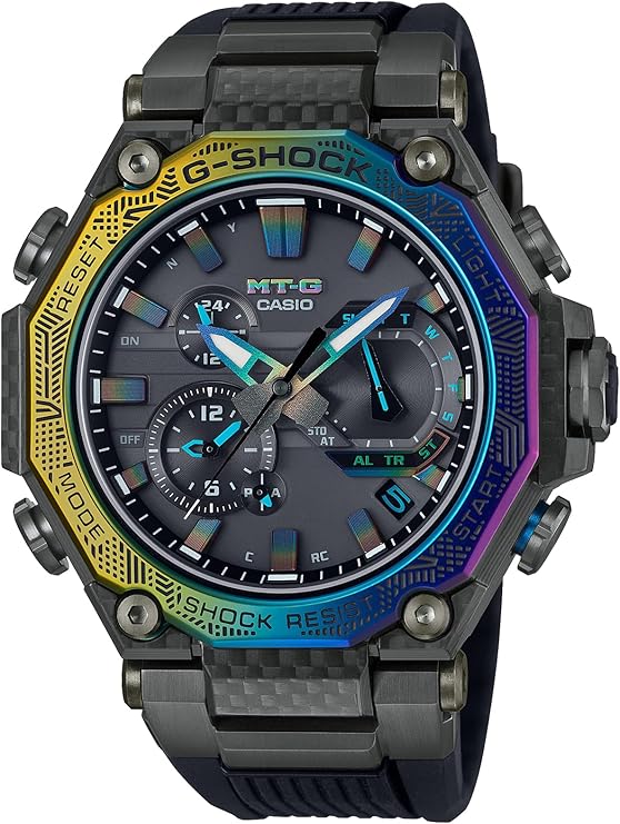 CASIO G-SHOCK MT-G BLUETOOTH RADIO SOLAR BLACK & RAINBOW ANALOG MEN WATCH MTG-B2000YR-1AJR