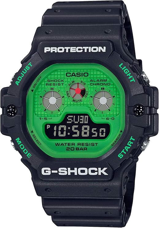 CASIO G-SHOCK HOT ROCK SOUNDS BLACK & GREEN DIGITAL MEN WATCH DW-5900RS-1JF