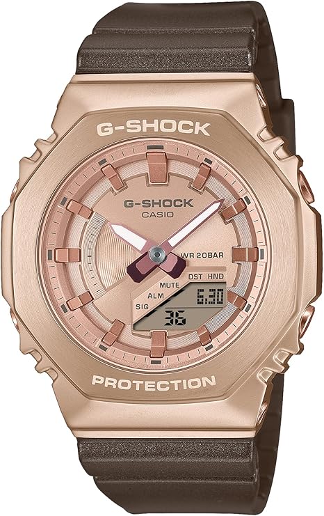 CASIO G-SHOCK WEB-EXCLUSIVE METAL COVERED BROWN & PEACH GOLD LADIES WATCH GM-S2100CB-5AJF