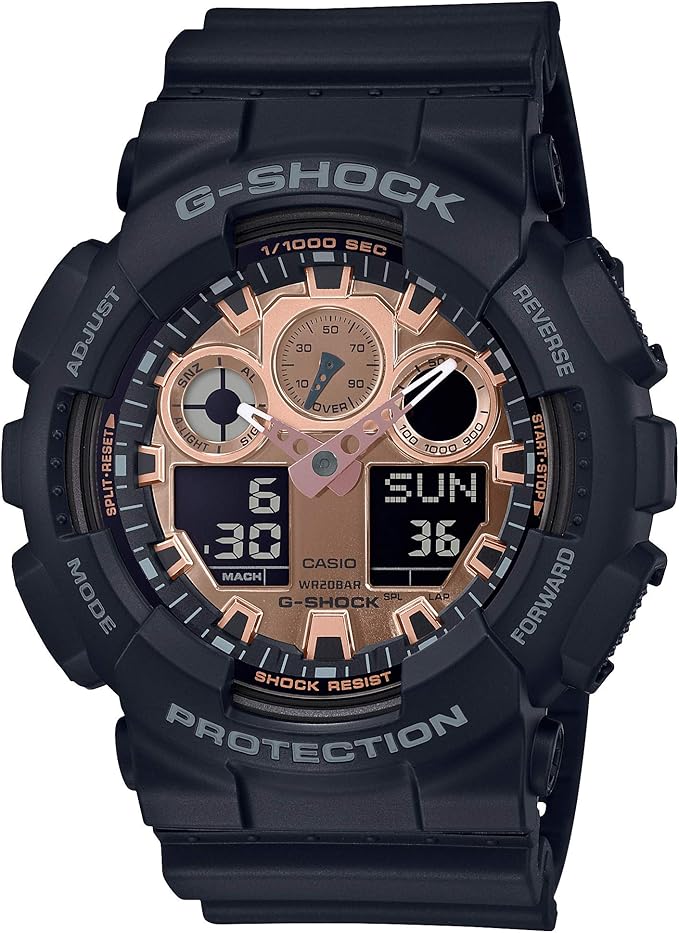 CASIO G-SHOCK BLACK & ROSE GOLD SERIES ANALOG DIGITAL MEN WATCH GA-100MMC-1AJF